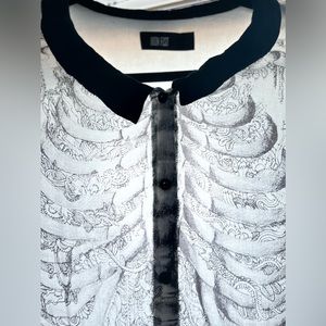 Skeleton Blouse with Peter Pan Collar - Tunic 2X - Vintage Urban Outfitters